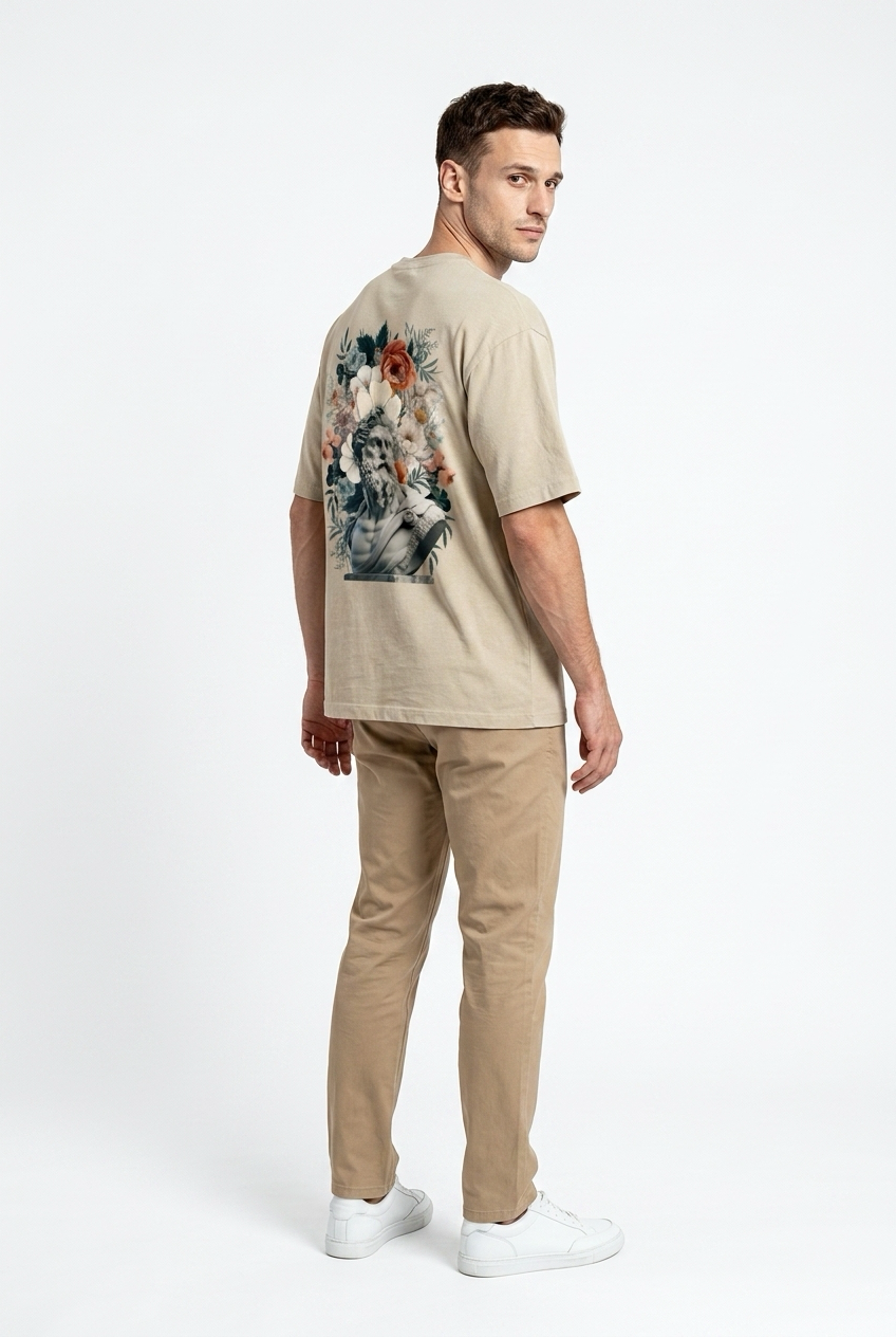 Arte Unisex Oversize T-Shirt Kemik Bej