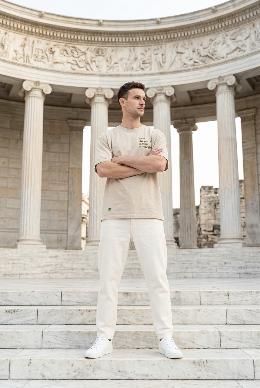 Arte Unisex Oversize T-Shirt Kemik Bej