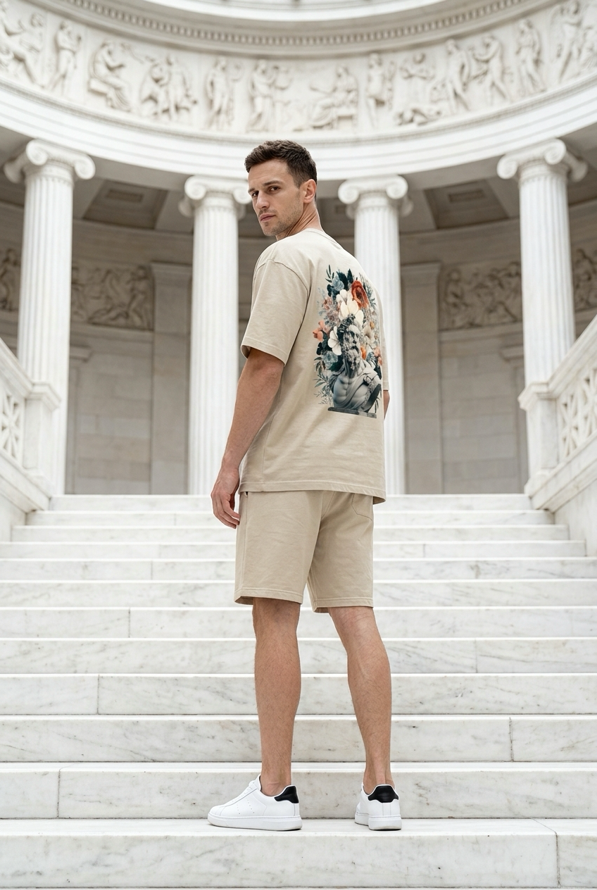 Arte Unisex Oversize T-Shirt Kemik Bej