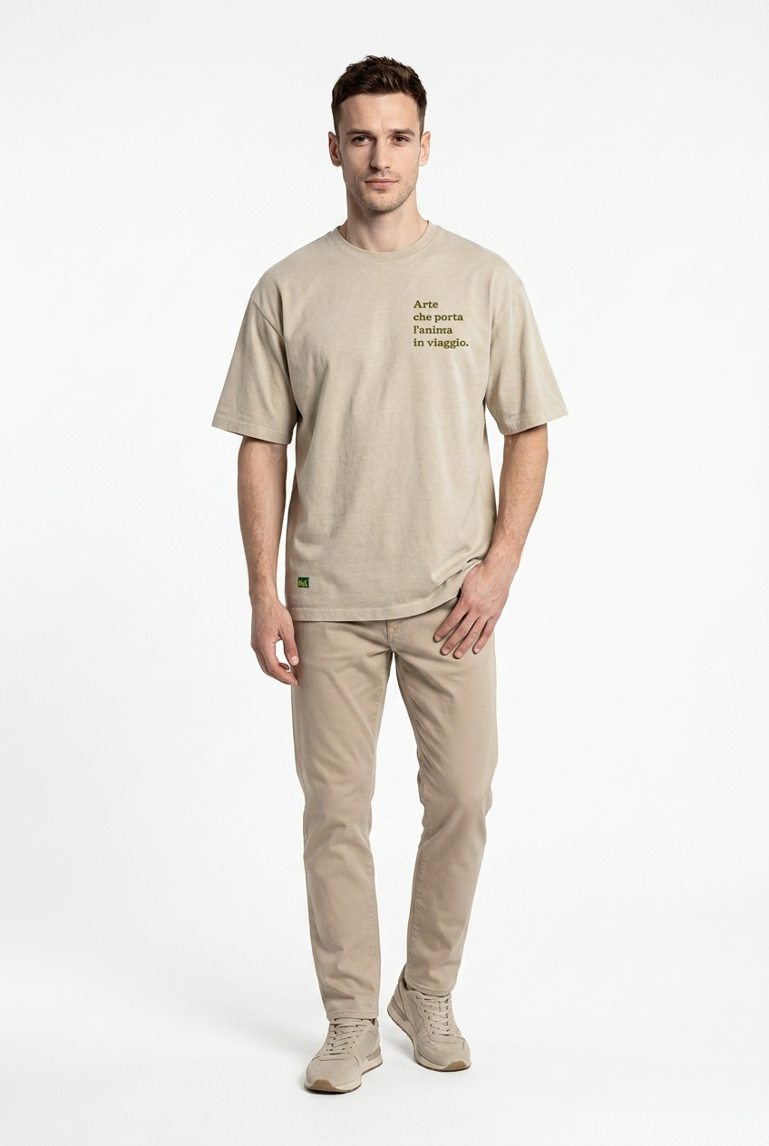 Arte Unisex Oversize T-Shirt Kemik Bej